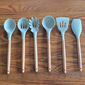 Elever Mint colored Kitchen 6 pcs Non Stick Silicopne Heat resistant Utinsil Set